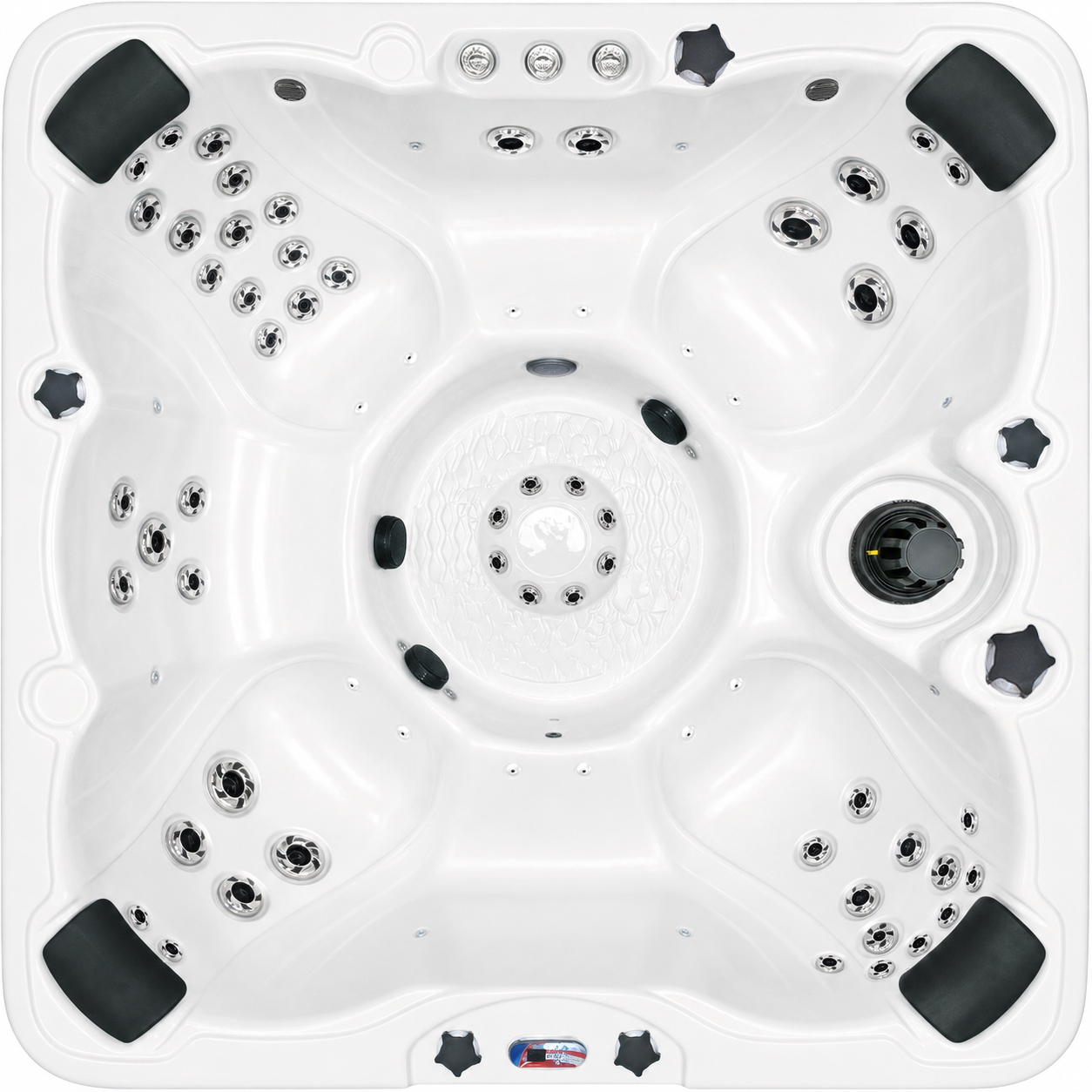 7-Person 72-Jet Premium Acrylic Bench Spa Standard Hot Tub with Bluetooth Sound System and LED Waterfall