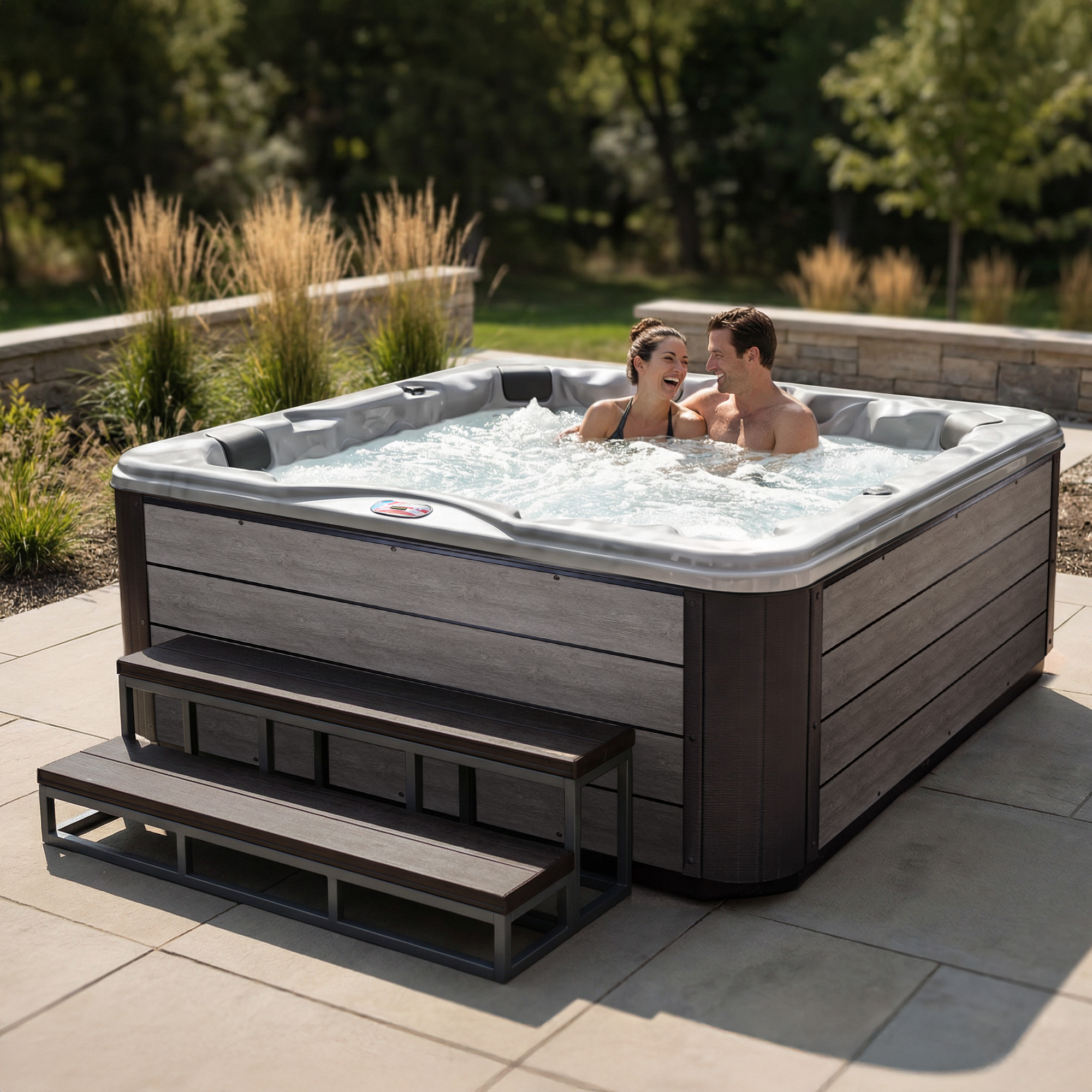 6-Person 45-Jet Premium Acrylic Lounger Spa Standard Hot Tub with Ozonator and Bluetooth Sound System