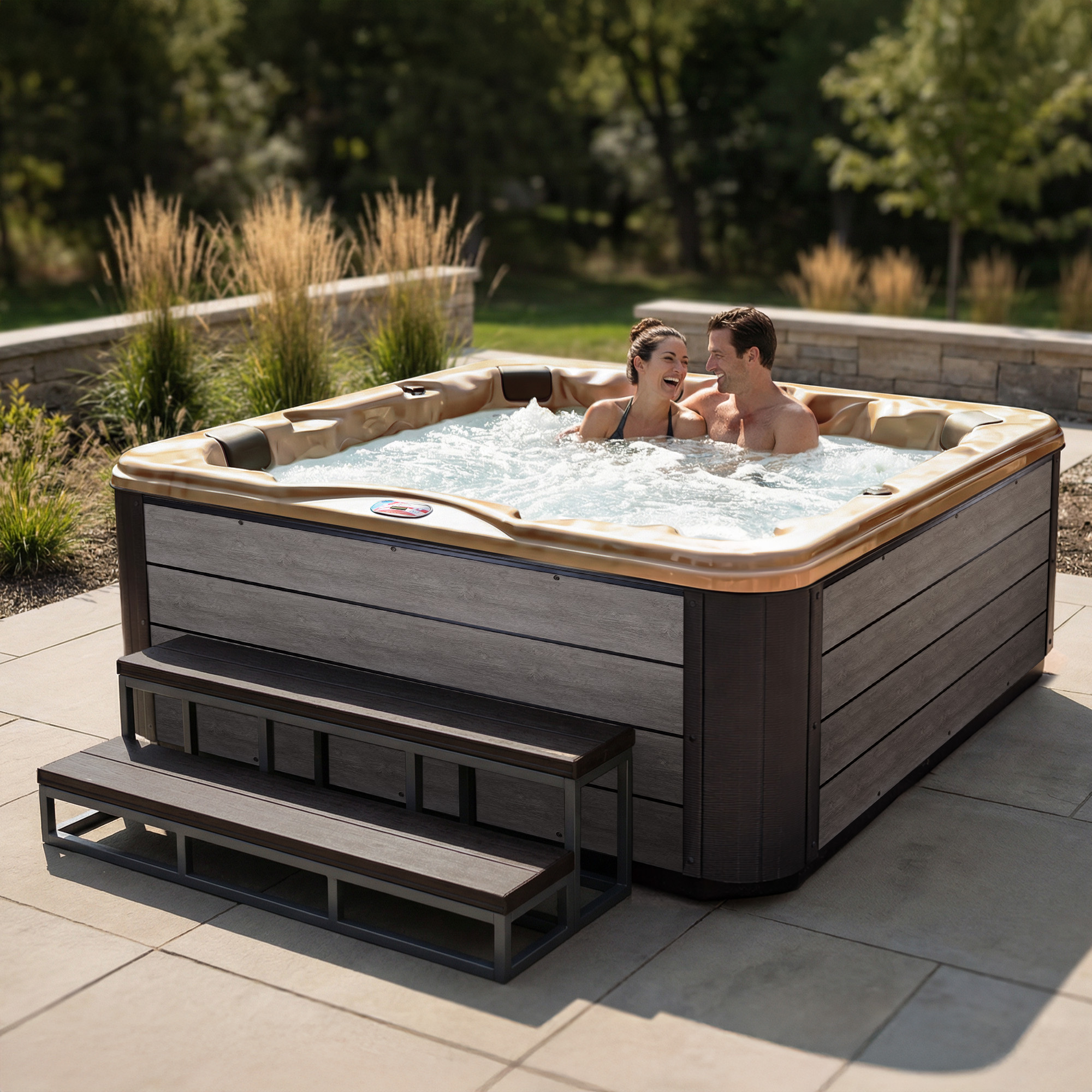 6-Person 45-Jet Premium Acrylic Lounger Spa Standard Hot Tub with Ozonator and Bluetooth Sound System